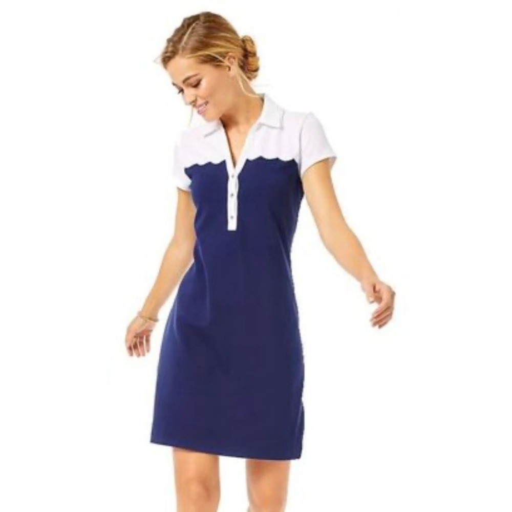 Lilly Pulitzer Navy and White Scallop Polo Shift Dress